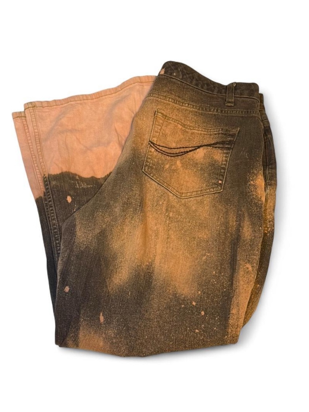 D&Co Men's Two-Tone Washed Black and Orange Jeans